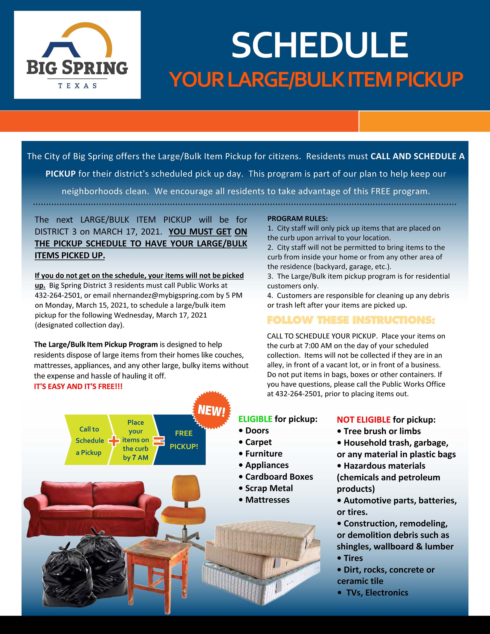 Large Bulk Item Pickup MARCH 2021