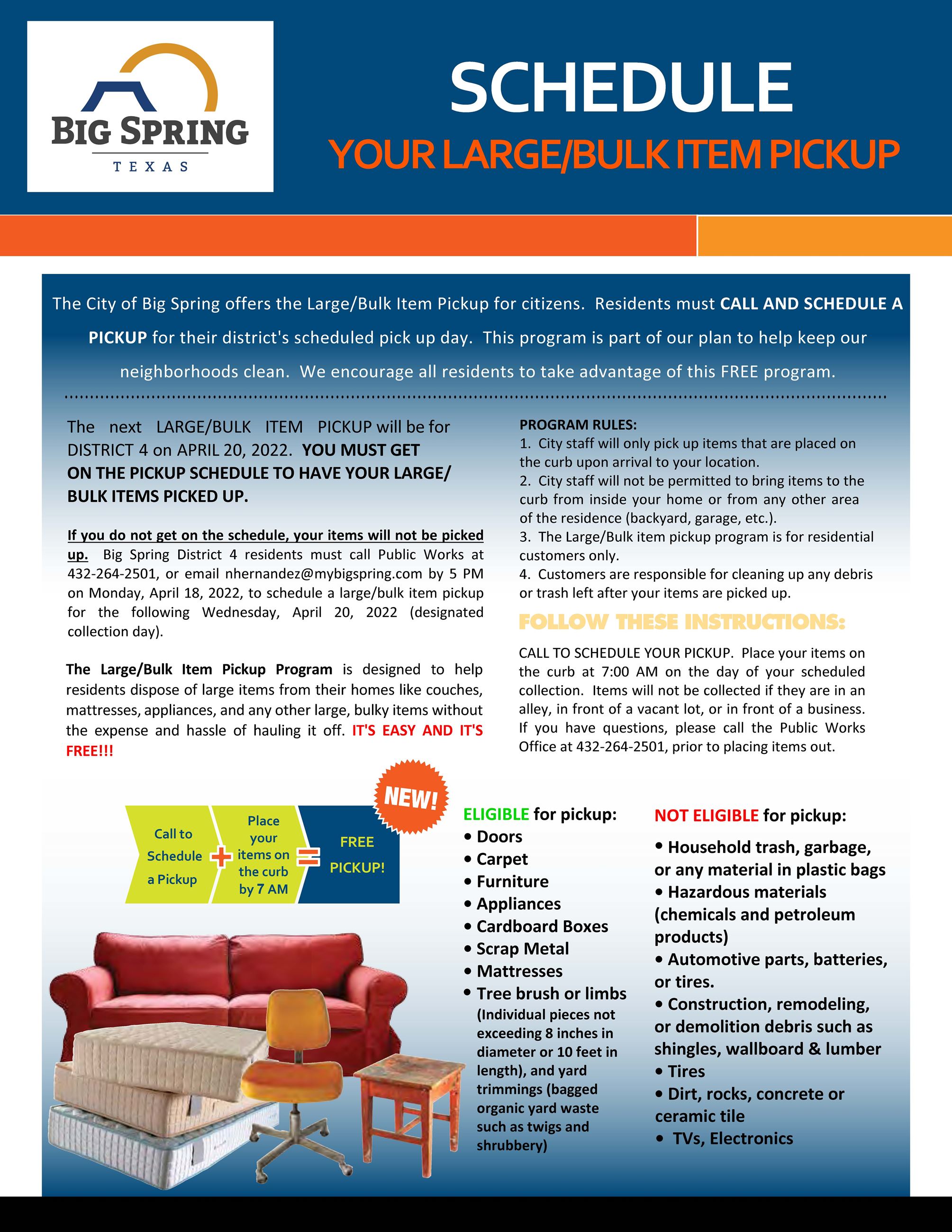 Large Bulk Item Pickup APRIL 2022