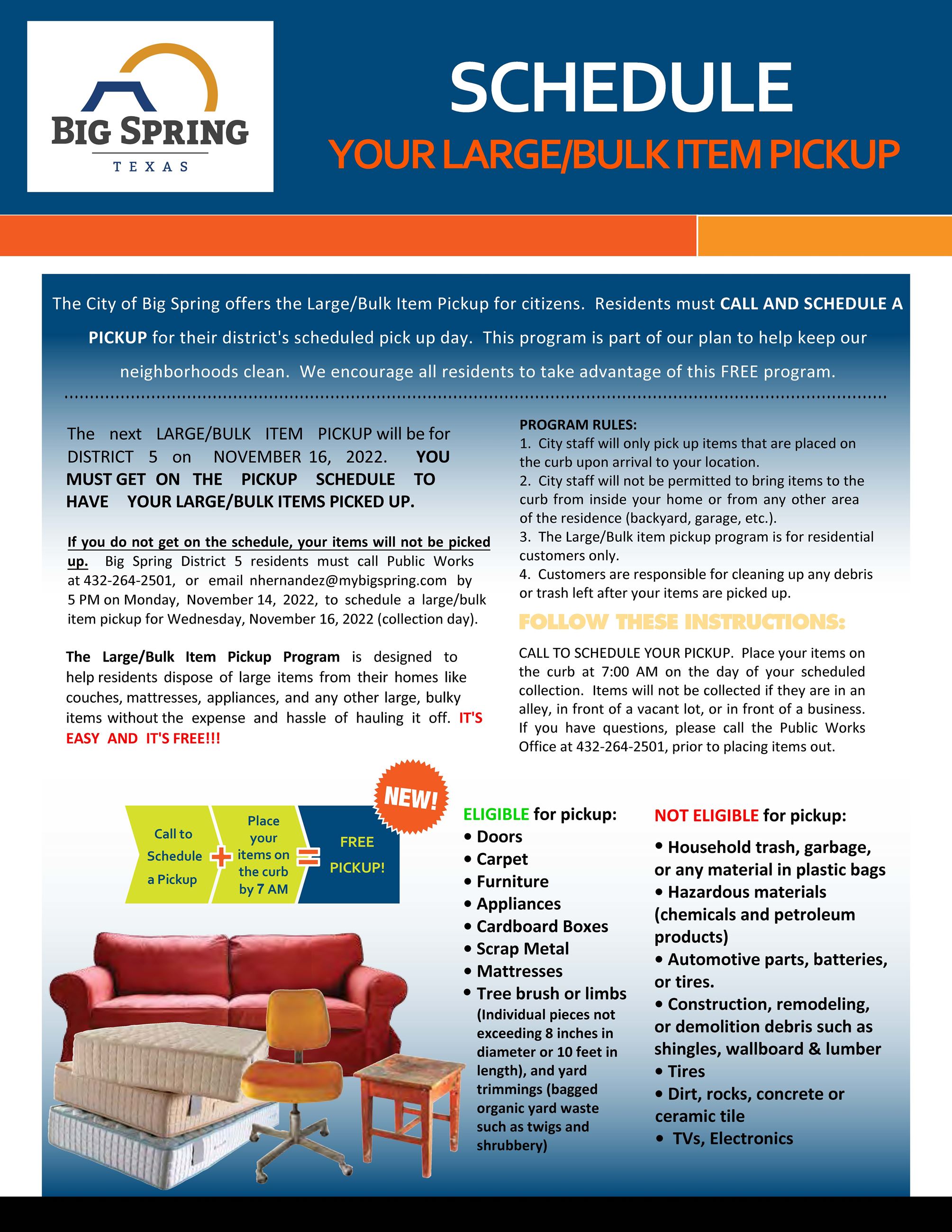 Large Bulk Item Pickup NOVEMBER 2022