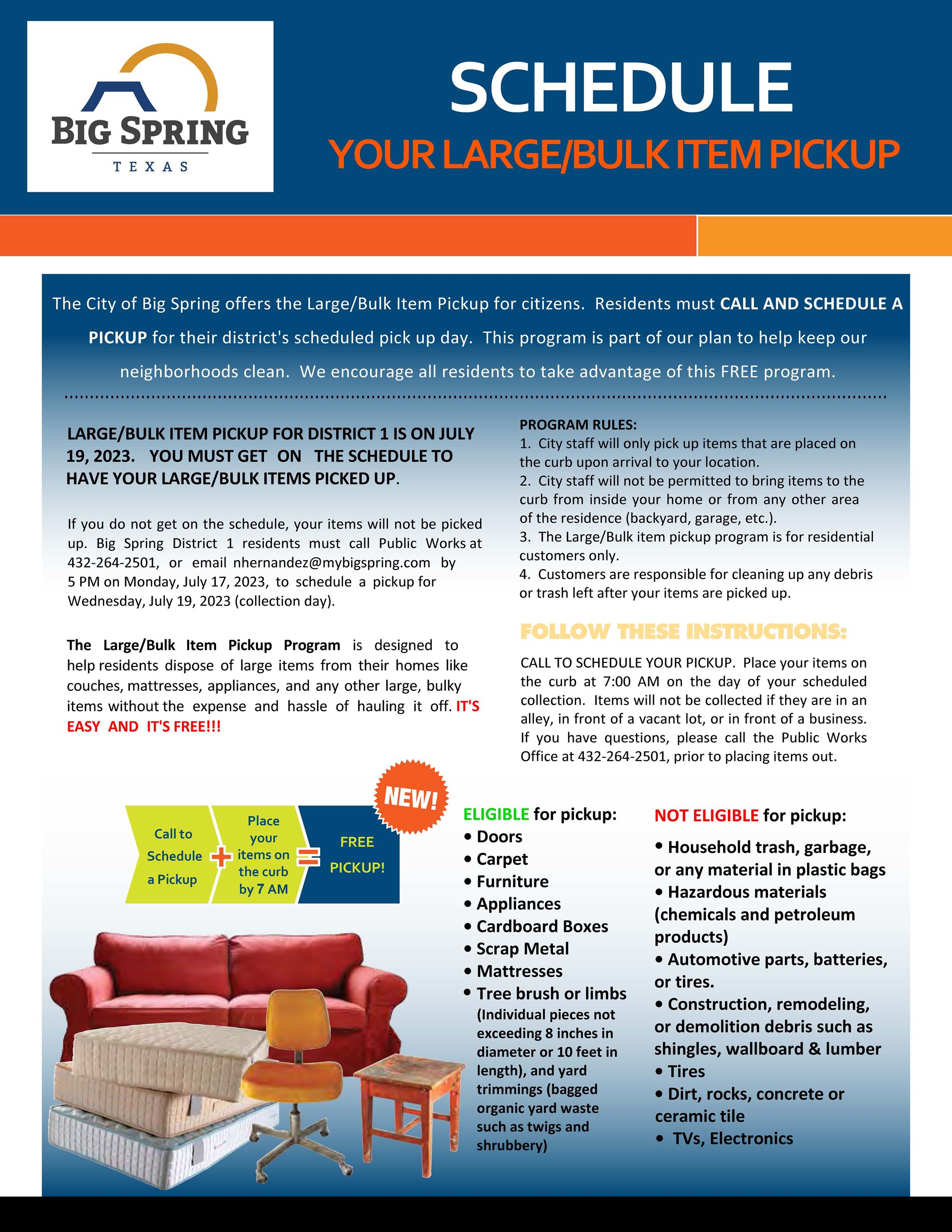 Large Bulk Item Pickup JULY 2023