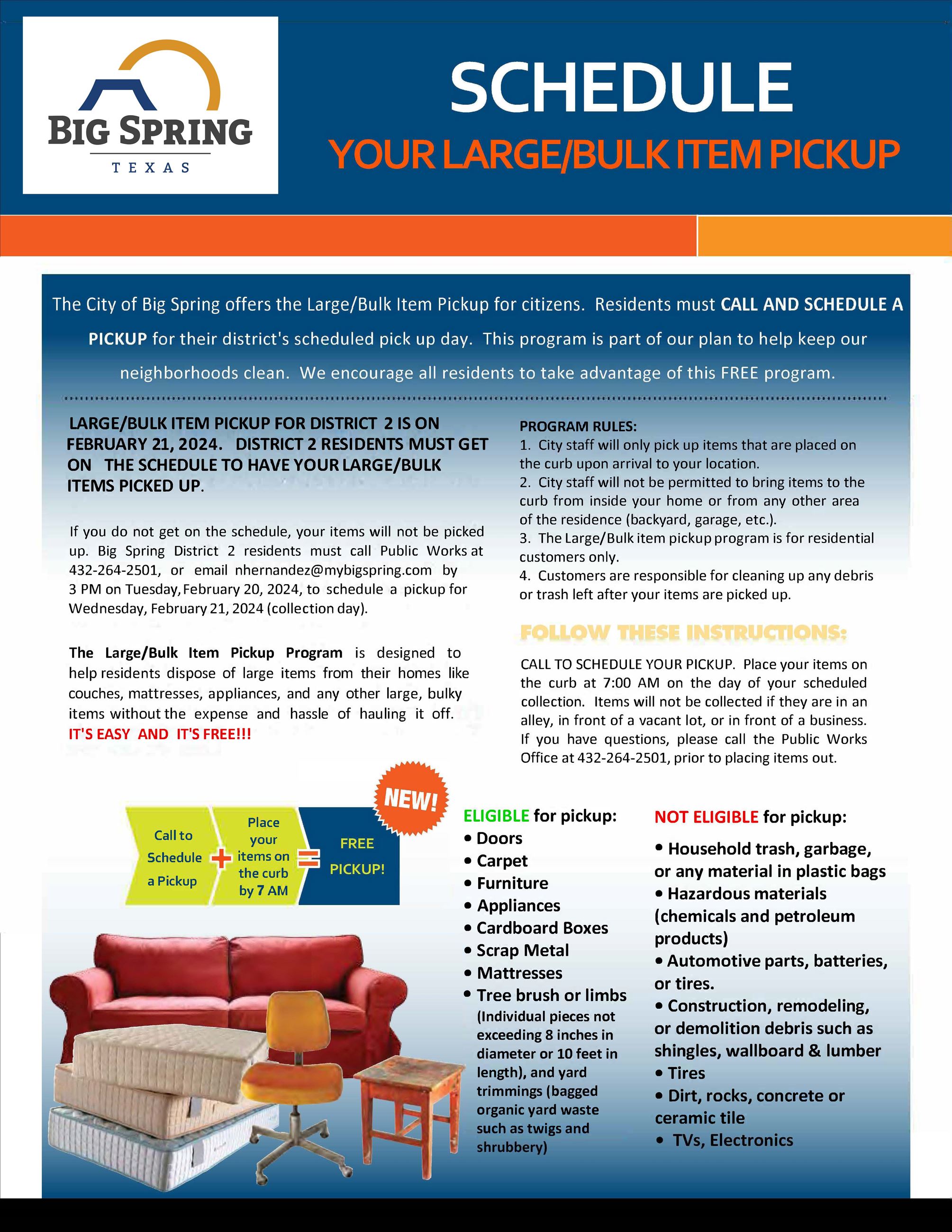 Large Bulk Item Pickup FEBRUARY 2024